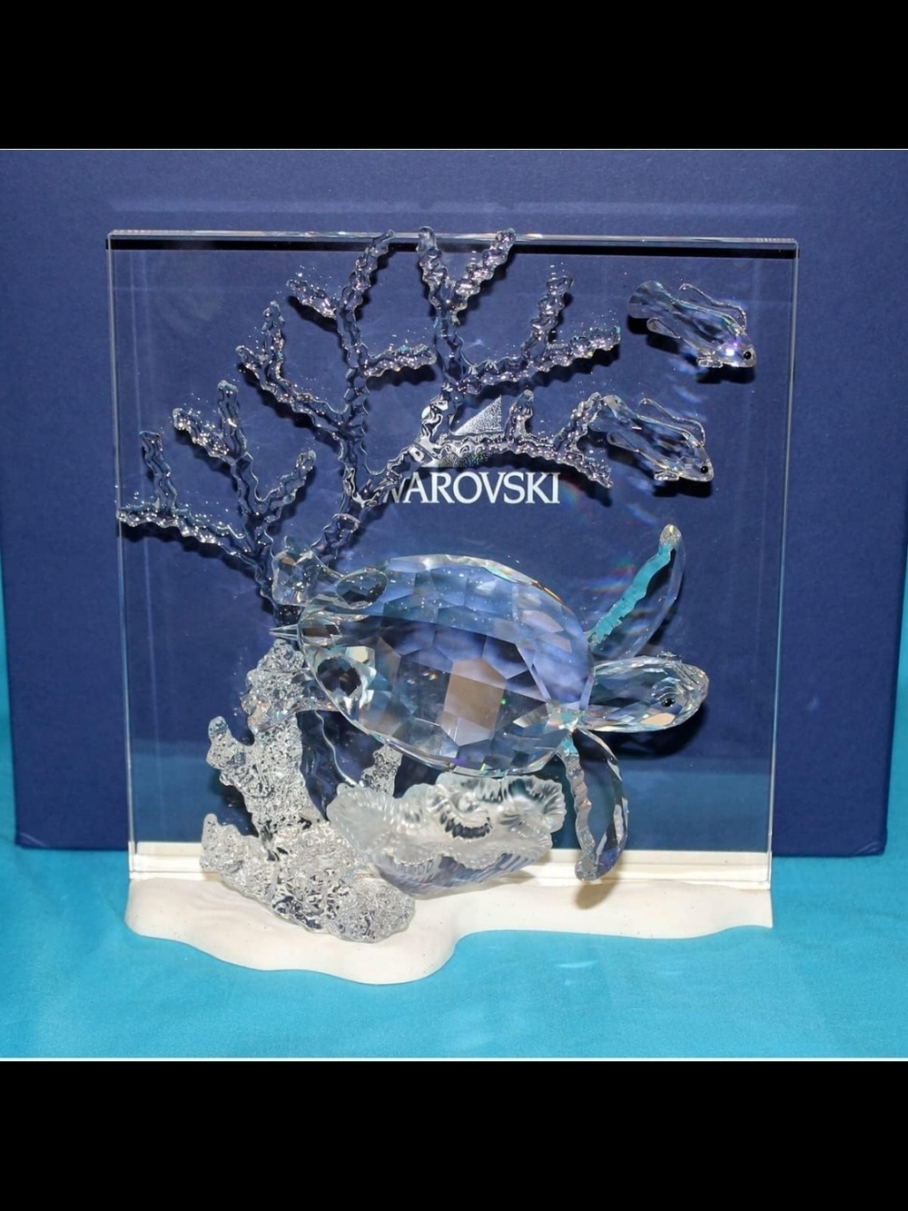 Swarovski Crystal Turtle & Coral Decorative Glass Sculpture - Clear